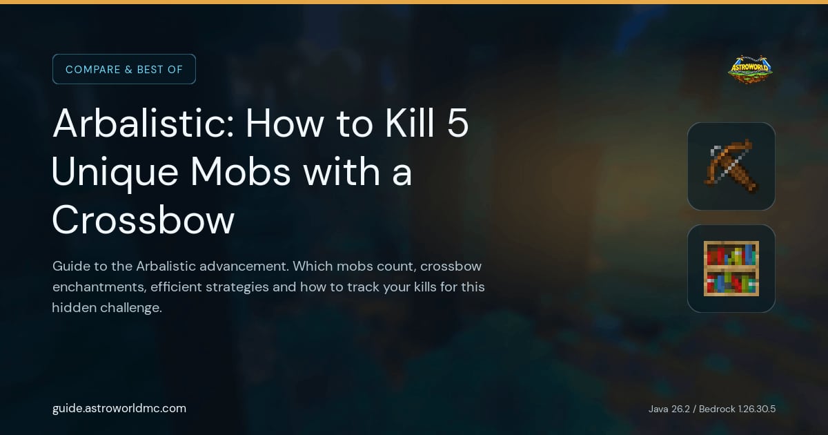 Arbalistic: How to Kill 5 Unique Mobs with a Crossbow: Guide to the Arbalistic advancement. Which mobs count, crossbow enchantments, efficient strategies and how to track your kills for this hidden challenge.