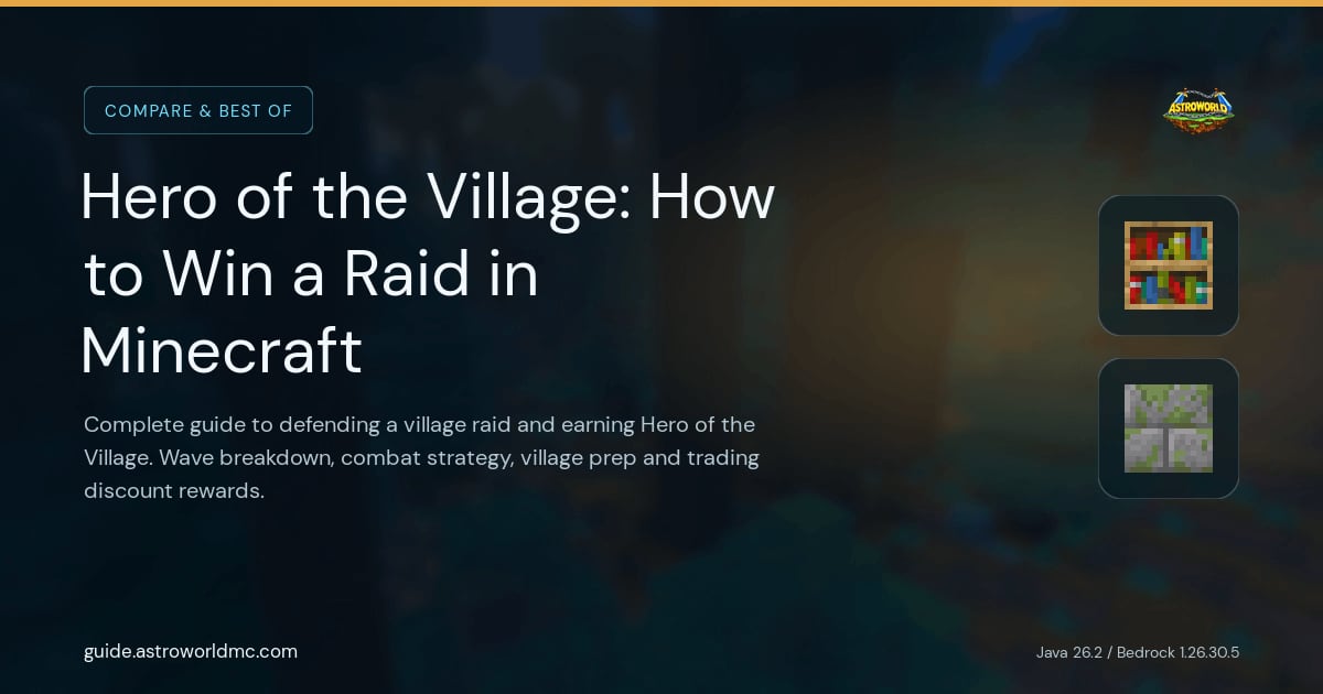 Hero of the Village: How to Win a Raid in Minecraft: Complete guide to defending a village raid and earning Hero of the Village. Wave breakdown, combat strategy, village prep and trading discount rewards.