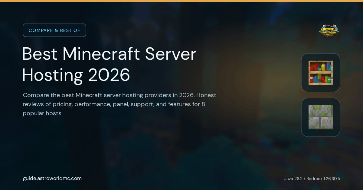 Best Minecraft Server Hosting 2026: Compare the best Minecraft server hosting providers in 2026. Honest reviews of pricing, performance, panel, support, and features for 8 popular hosts.