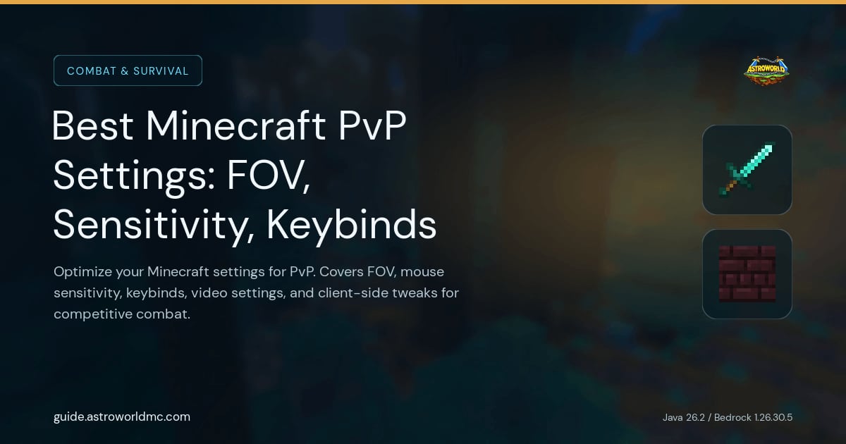 Best Minecraft PvP Settings: FOV, Sensitivity, Keybinds: Optimize your Minecraft settings for PvP. Covers FOV, mouse sensitivity, keybinds, video settings, and client-side tweaks for competitive combat.