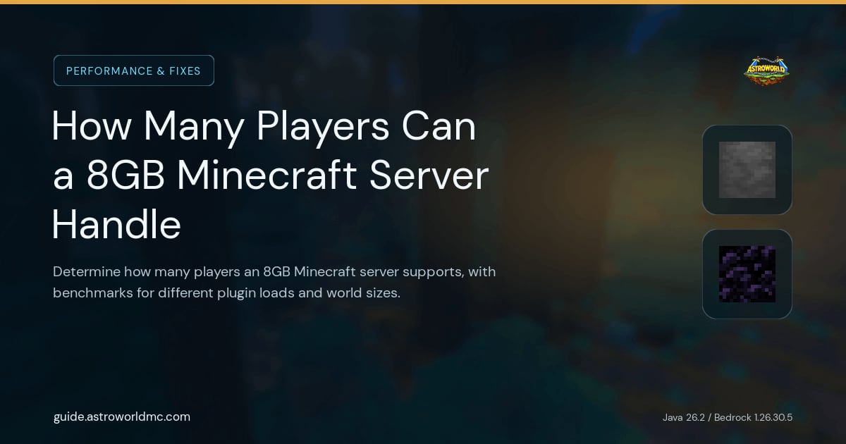 How Many Players Can a 8GB Minecraft Server Handle: Determine how many players an 8GB Minecraft server supports, with benchmarks for different plugin loads and world sizes.