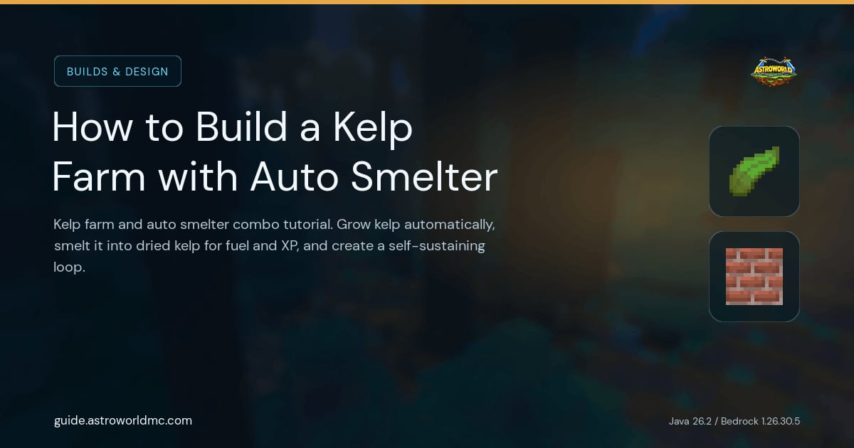How to Build a Kelp Farm with Auto Smelter: Kelp farm and auto smelter combo tutorial. Grow kelp automatically, smelt it into dried kelp for fuel and XP, and create a self-sustaining loop.