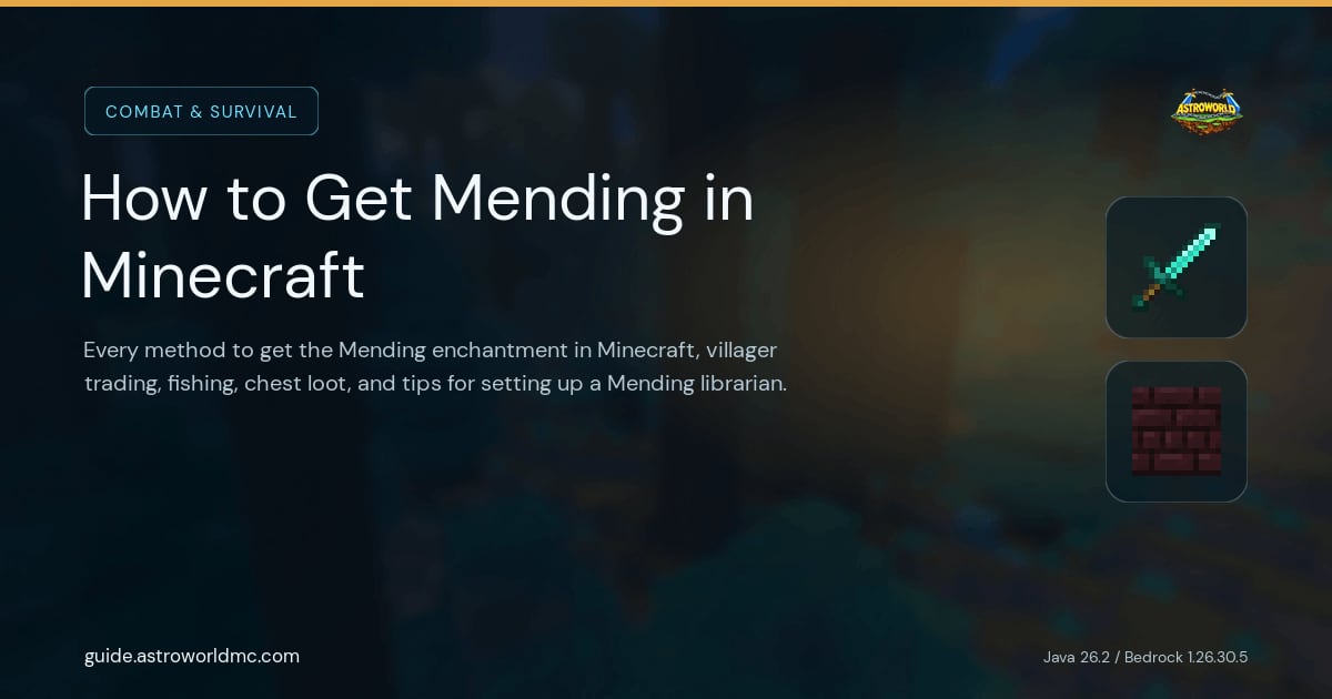How to Get Mending in Minecraft: Every method to get the Mending enchantment in Minecraft, villager trading, fishing, chest loot, and tips for setting up a Mending librarian.