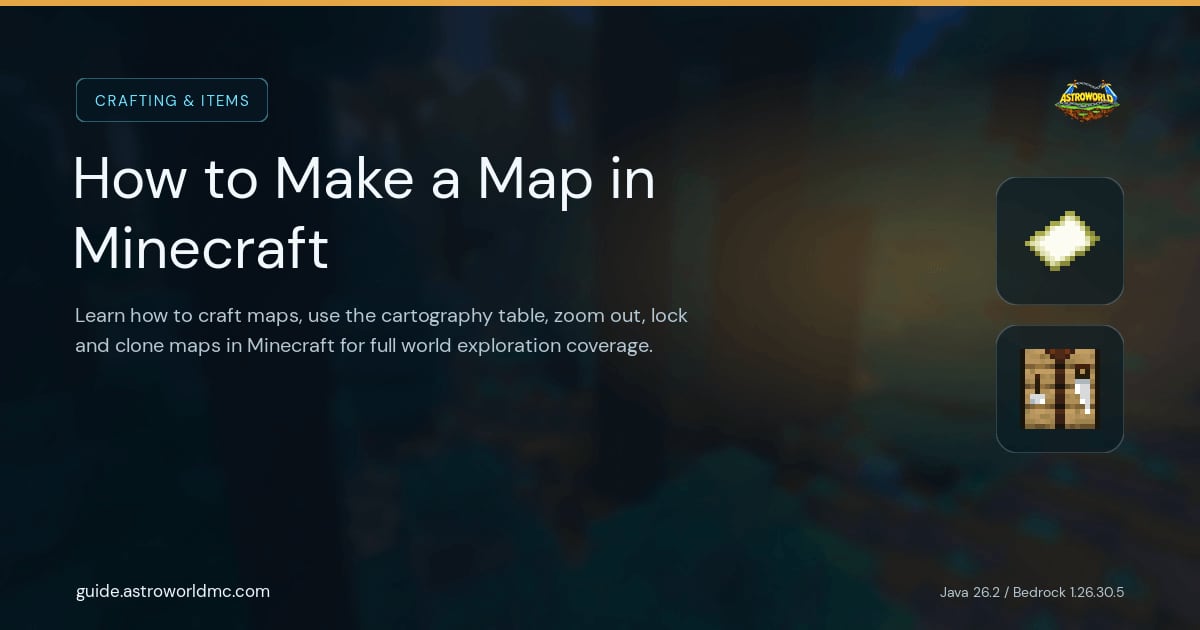 How to Make a Map in Minecraft: Learn how to craft maps, use the cartography table, zoom out, lock and clone maps in Minecraft for full world exploration coverage.