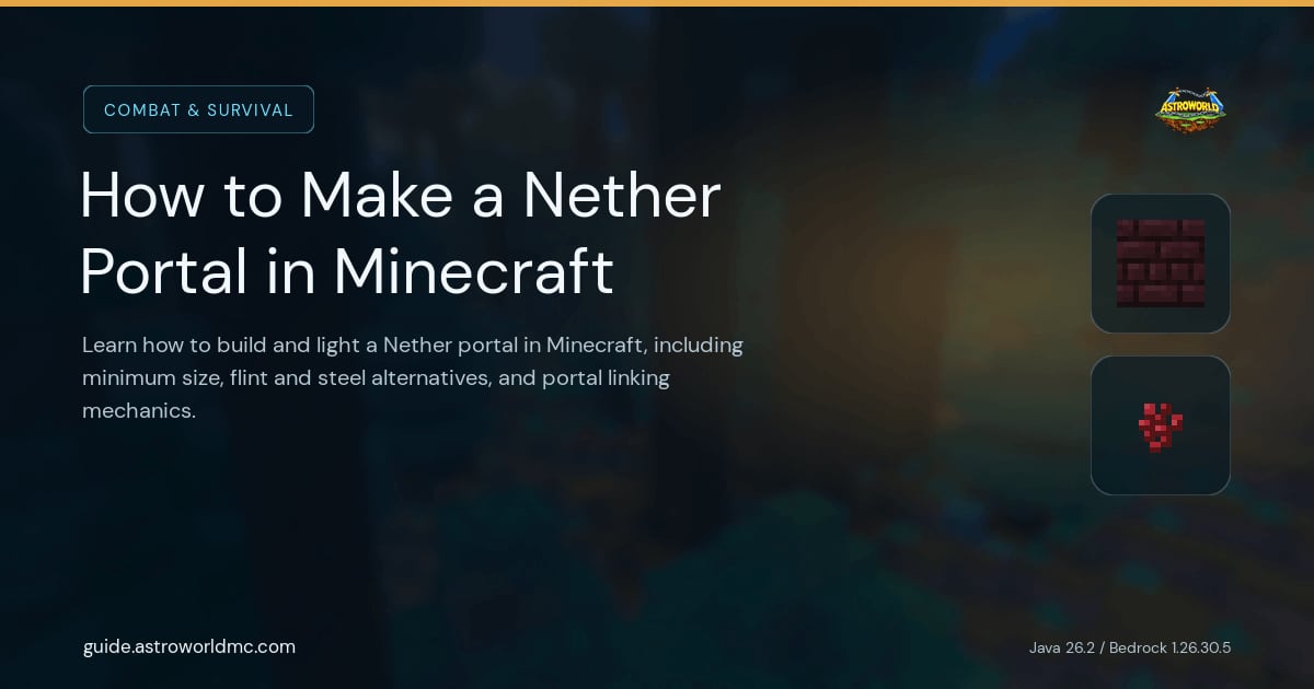 How to Make a Nether Portal in Minecraft: Learn how to build and light a Nether portal in Minecraft, including minimum size, flint and steel alternatives, and portal linking mechanics.