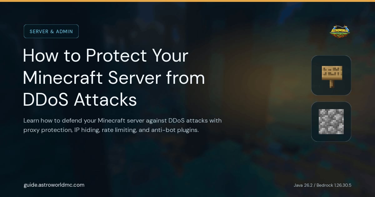 How to Protect Your Minecraft Server from DDoS Attacks: Learn how to defend your Minecraft server against DDoS attacks with proxy protection, IP hiding, rate limiting, and anti-bot plugins.