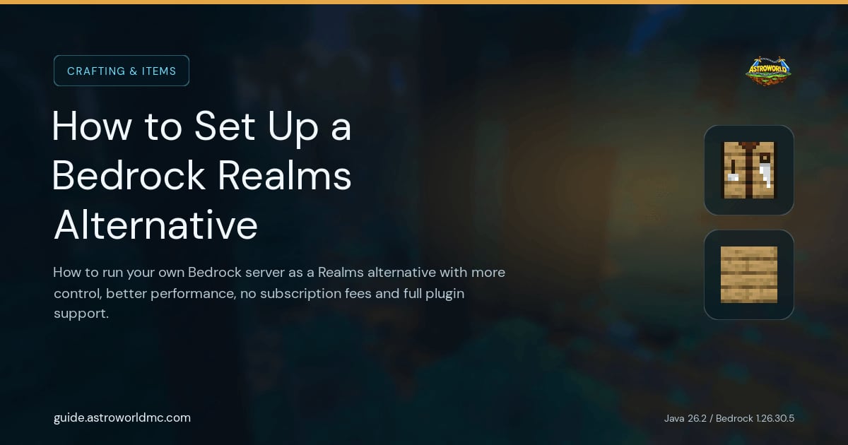 How to Set Up a Bedrock Realms Alternative: How to run your own Bedrock server as a Realms alternative with more control, better performance, no subscription fees and full plugin support.