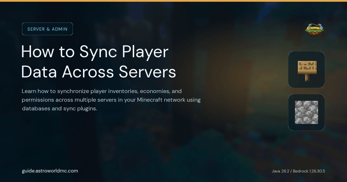 How to Sync Player Data Across Servers: Learn how to synchronize player inventories, economies, and permissions across multiple servers in your Minecraft network using databases and sync plugins.