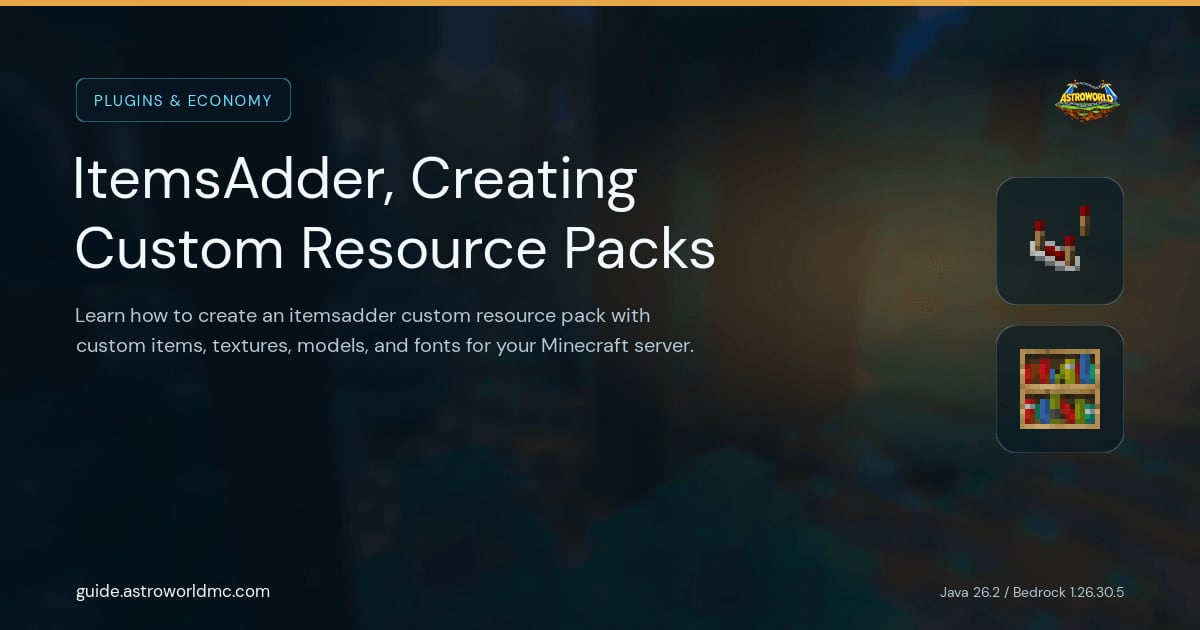 ItemsAdder, Creating Custom Resource Packs: Learn how to create an itemsadder custom resource pack with custom items, textures, models, and fonts for your Minecraft server.