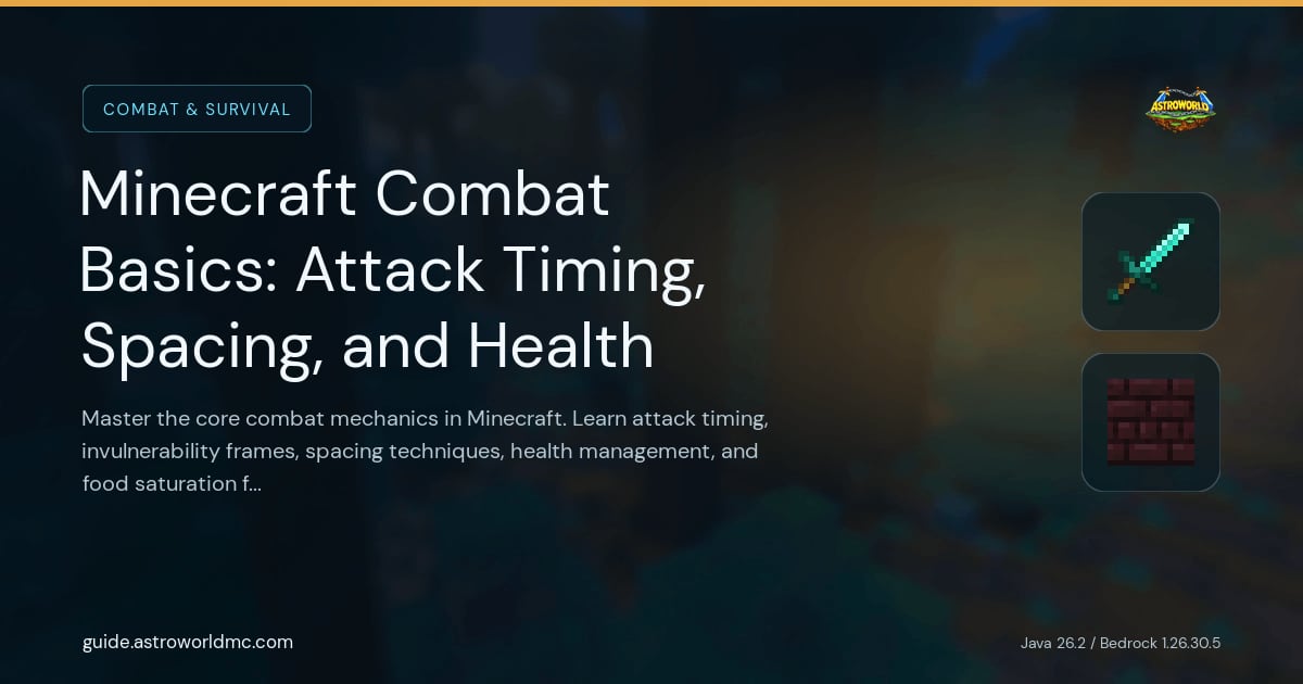 Minecraft Combat Basics: Attack Timing, Spacing, and Health: Master the core combat mechanics in Minecraft. Learn attack timing, invulnerability frames, spacing techniques, health management, and food saturation for PvP and PvE.