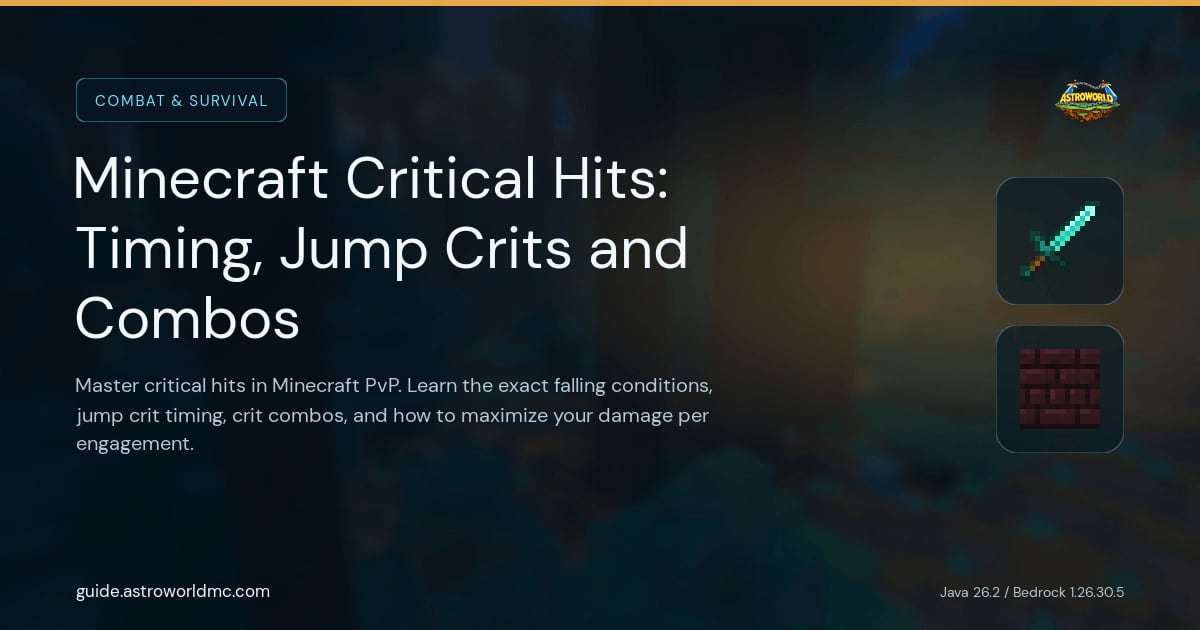 Minecraft Critical Hits: Timing, Jump Crits and Combos: Master critical hits in Minecraft PvP. Learn the exact falling conditions, jump crit timing, crit combos, and how to maximize your damage per engagement.