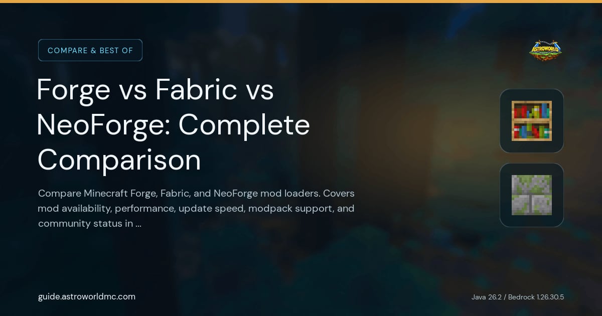 Forge vs Fabric vs NeoForge: Complete Comparison: Compare Minecraft Forge, Fabric, and NeoForge mod loaders. Covers mod availability, performance, update speed, modpack support, and community status in 2026.