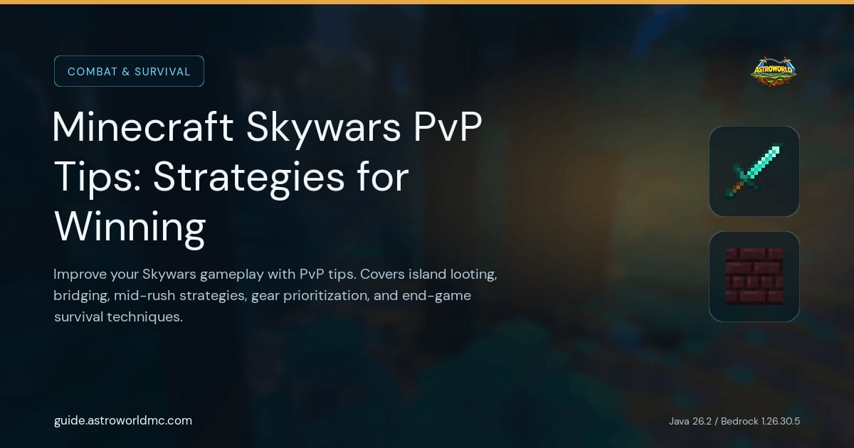 Minecraft Skywars PvP Tips: Strategies for Winning: Improve your Skywars gameplay with PvP tips. Covers island looting, bridging, mid-rush strategies, gear prioritization, and end-game survival techniques.