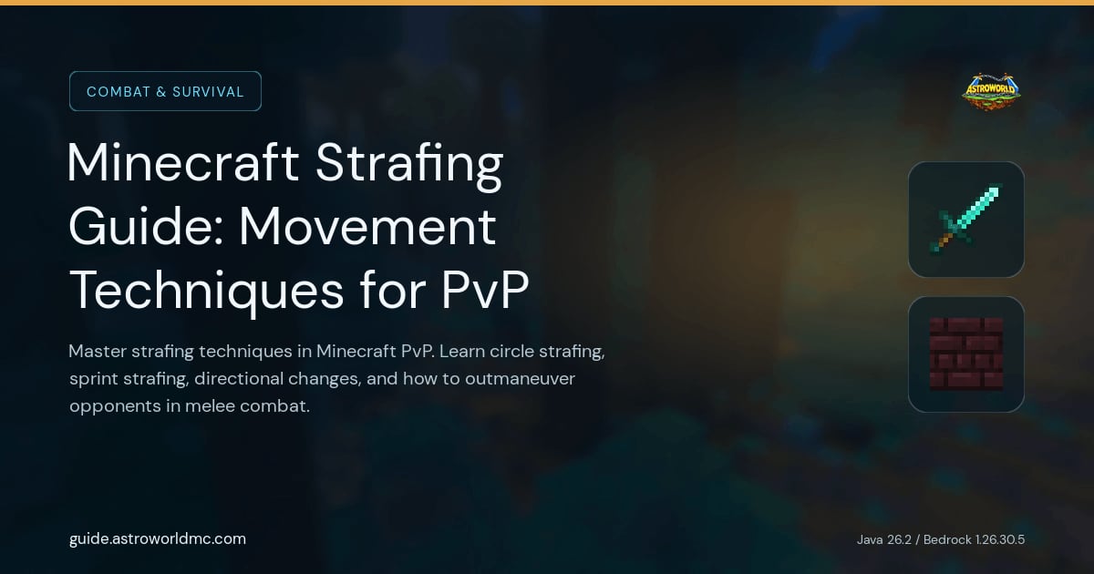 Minecraft Strafing Guide: Movement Techniques for PvP: Master strafing techniques in Minecraft PvP. Learn circle strafing, sprint strafing, directional changes, and how to outmaneuver opponents in melee combat.