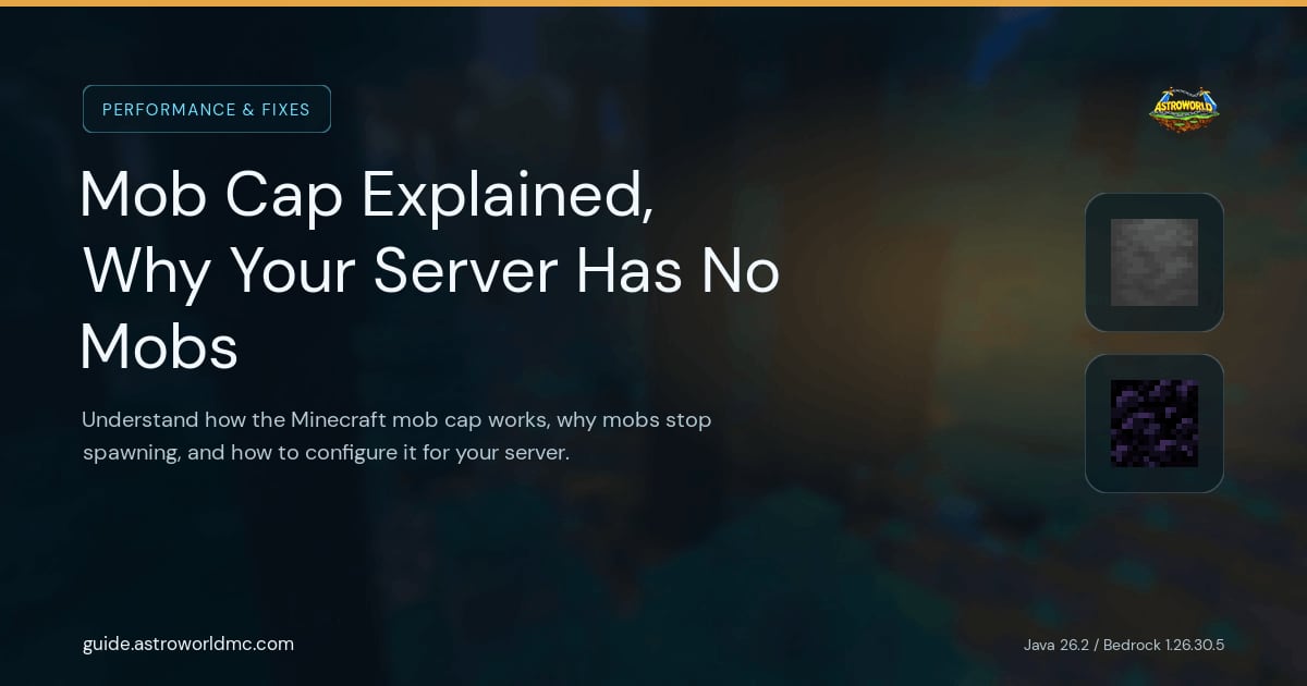 Mob Cap Explained, Why Your Server Has No Mobs: Understand how the Minecraft mob cap works, why mobs stop spawning, and how to configure it for your server.