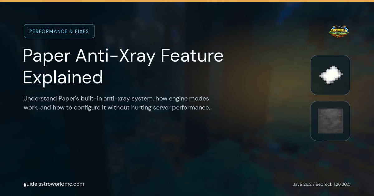 Paper Anti-Xray Feature Explained: Understand Paper's built-in anti-xray system, how engine modes work, and how to configure it without hurting server performance.