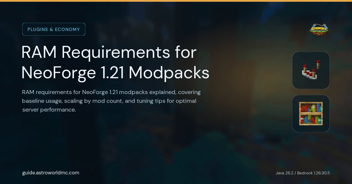 RAM Requirements for NeoForge 1.21 Modpacks: RAM requirements for NeoForge 1.21 modpacks explained, covering baseline usage, scaling by mod count, and tuning tips for optimal server performance.