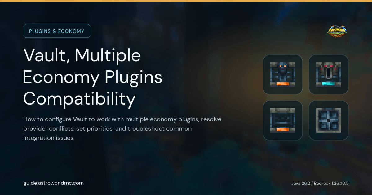 Vault, Multiple Economy Plugins Compatibility: How to configure Vault to work with multiple economy plugins, resolve provider conflicts, set priorities, and troubleshoot common integration issues.